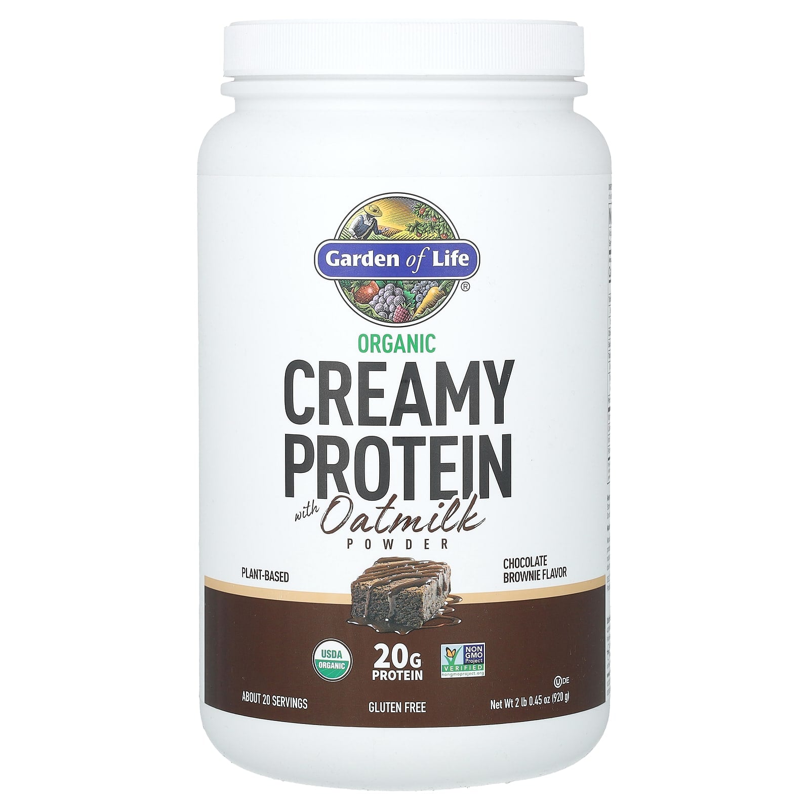 Garden of Life, Organic Creamy Protein with Oatmilk Powder, Chocolate Brownie, 2 lb 0.45 oz (920 g) UPC 658010132718 | HiLife Vitamins